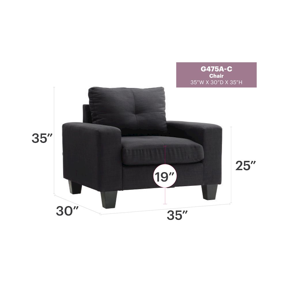 Glory Furniture Newbury Accent Chair in Black Color