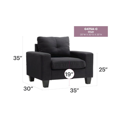 Glory Furniture Newbury Accent Chair in Black Color