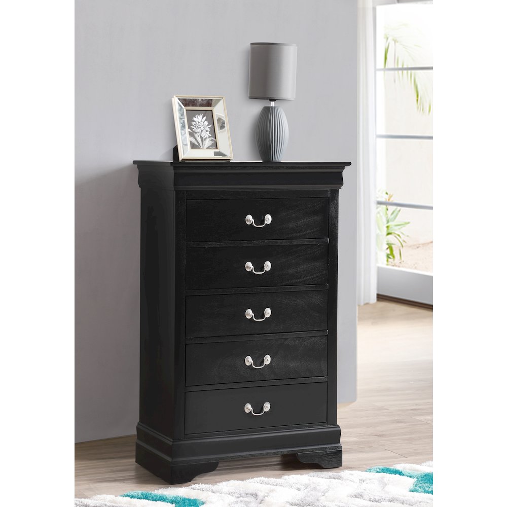 Glory Furniture LouisPhillipe Chest in Black Color