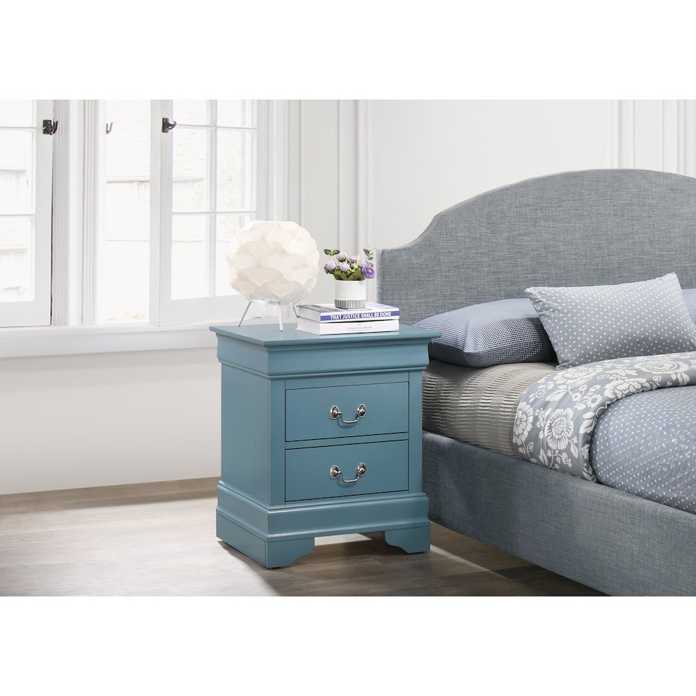 Glory Furniture LouisPhillipe Night Stand in Teal Color