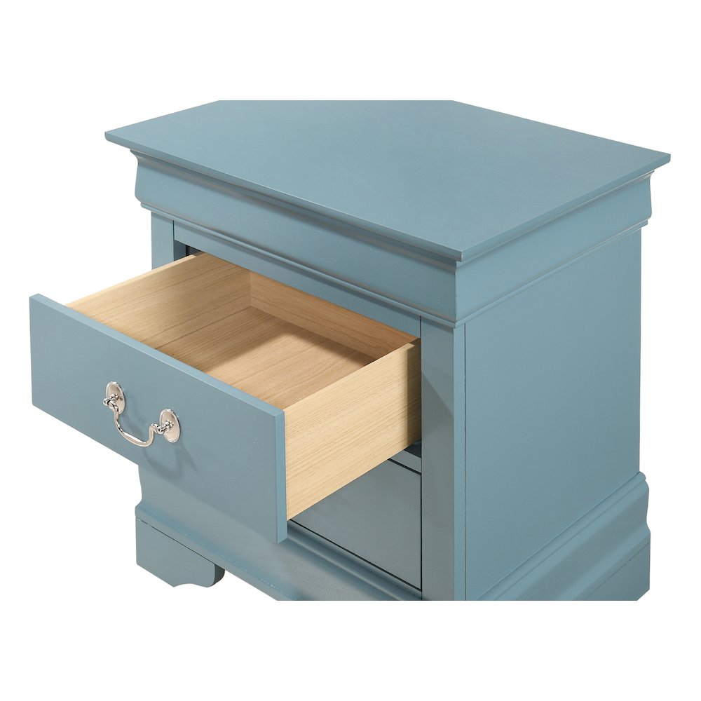 Glory Furniture LouisPhillipe Night Stand in Teal Color