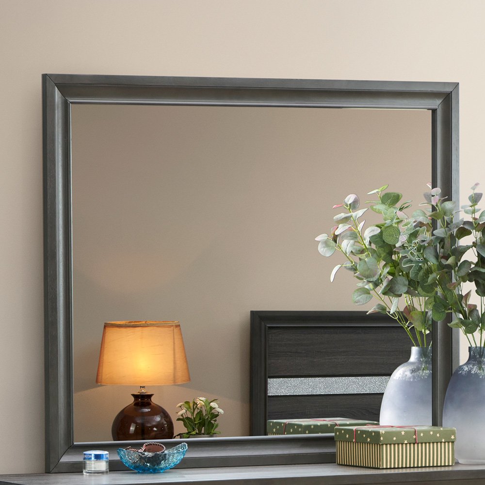 Glory Furniture Madrid Mirror in Gray Color