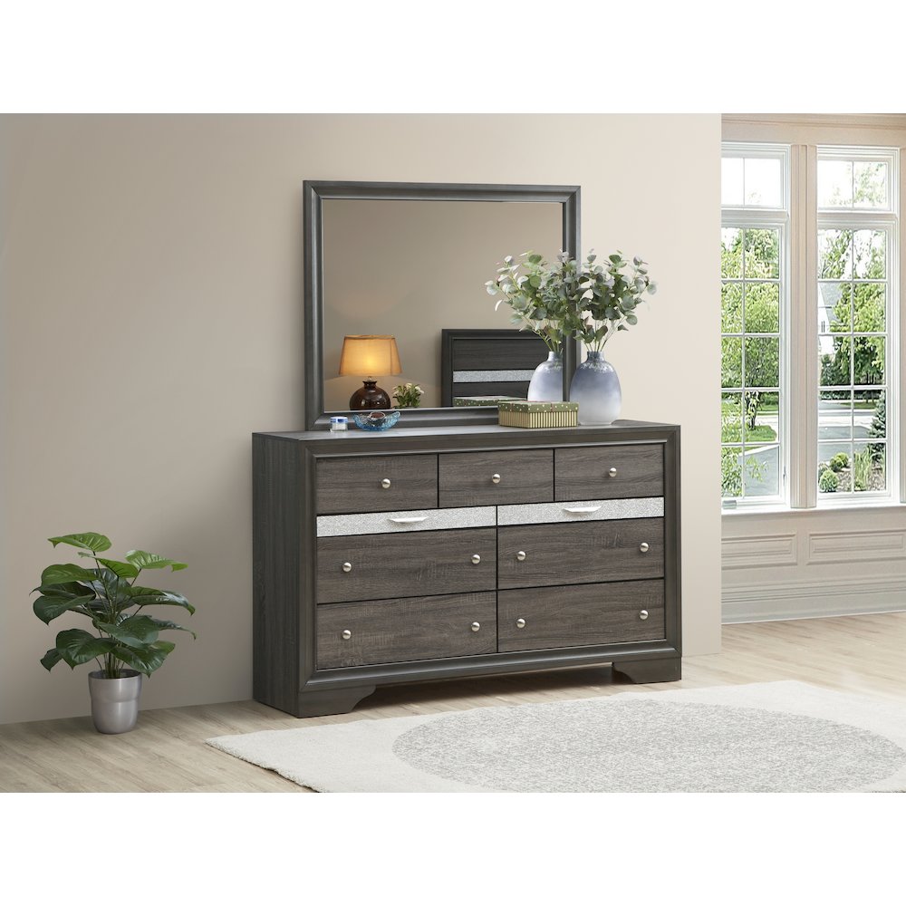 Glory Furniture Madrid Mirror in Gray Color