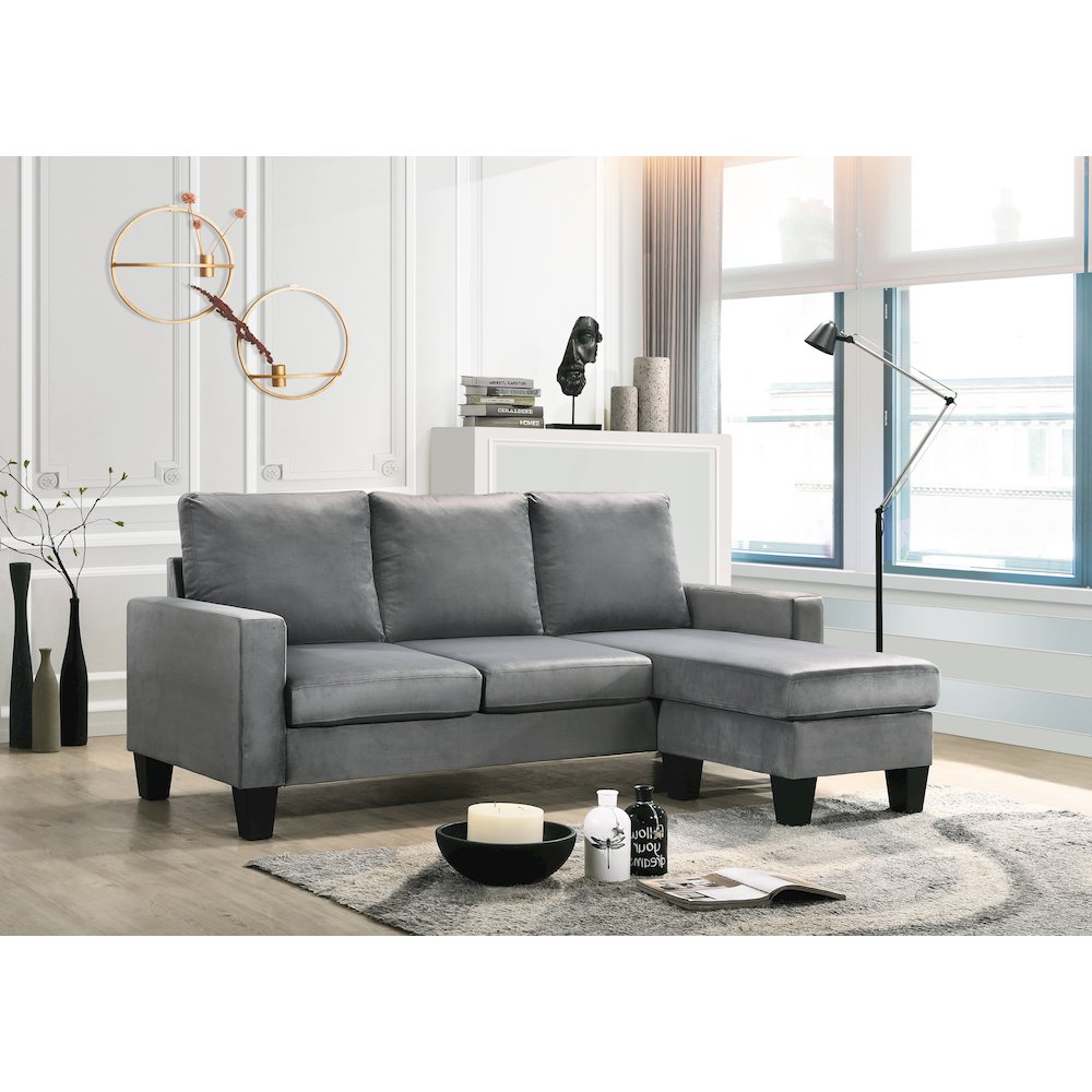 Glory Furniture Jessica Sofa Chaise in Gray Color
