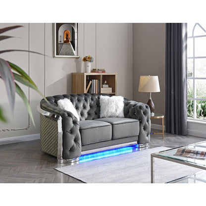 Glory Furniture Sapphire Loveseat in Gray Color