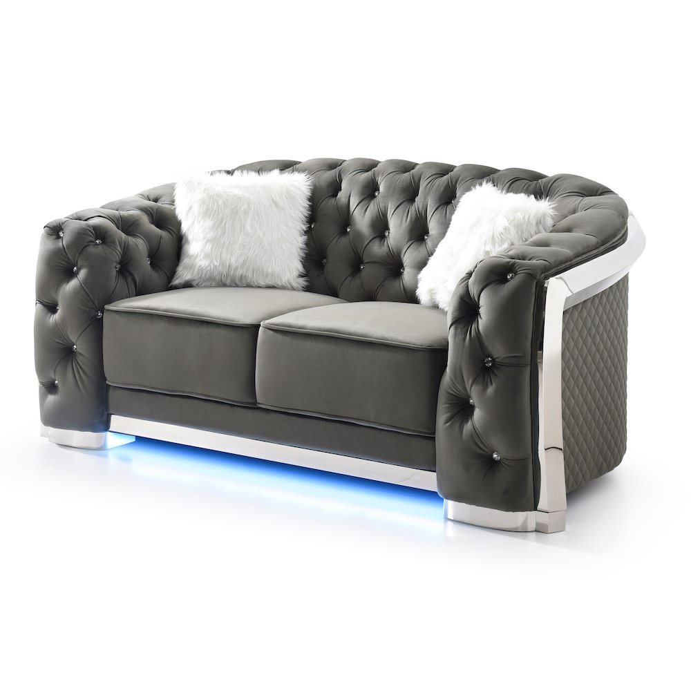 Glory Furniture Sapphire Loveseat in Gray Color