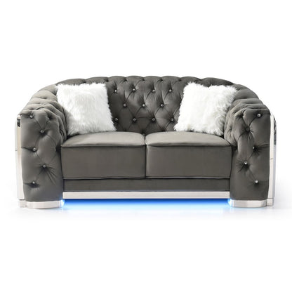 Glory Furniture Sapphire Loveseat in Gray Color