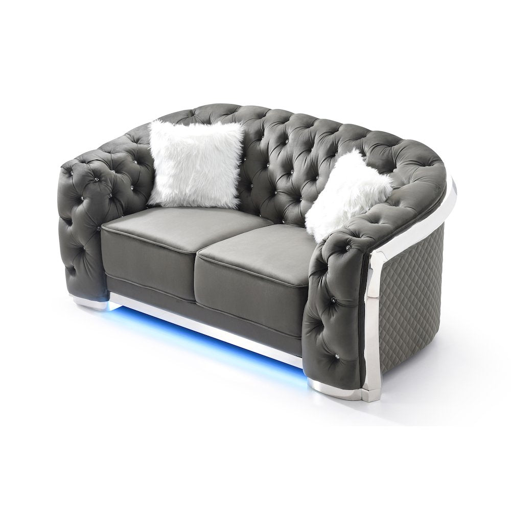Glory Furniture Sapphire Loveseat in Gray Color