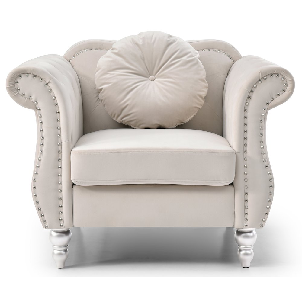 Glory Furniture Hollywood Accent Chair in Ivory Color