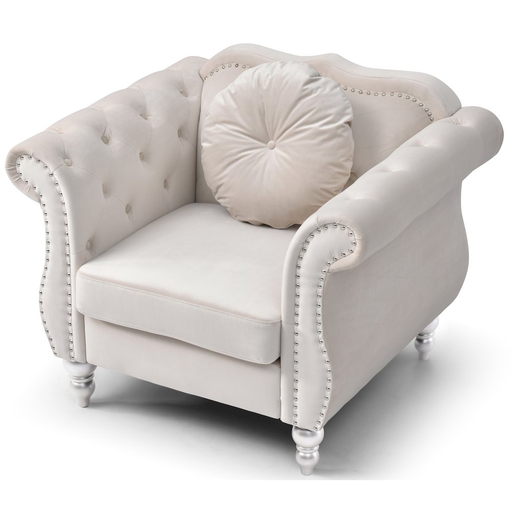 Glory Furniture Hollywood Accent Chair in Ivory Color