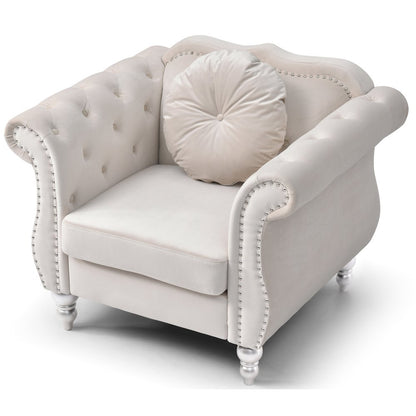 Glory Furniture Hollywood Accent Chair in Ivory Color