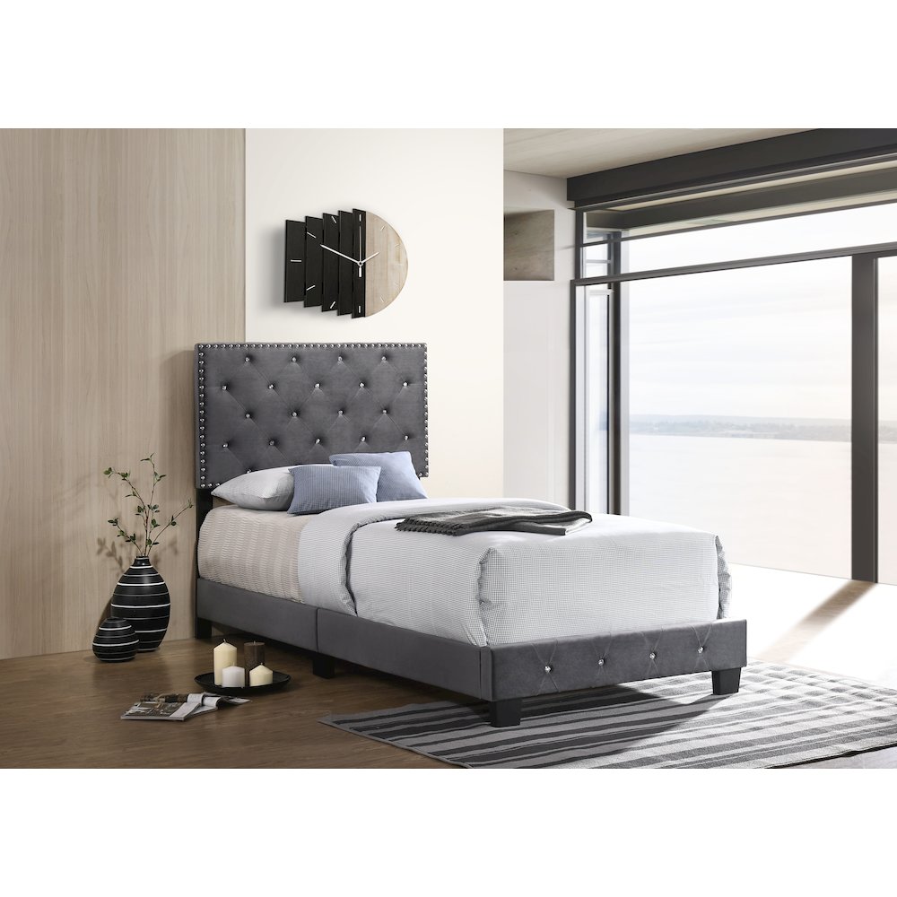 Glory Furniture Suffolk Twin Bed in Gray Color