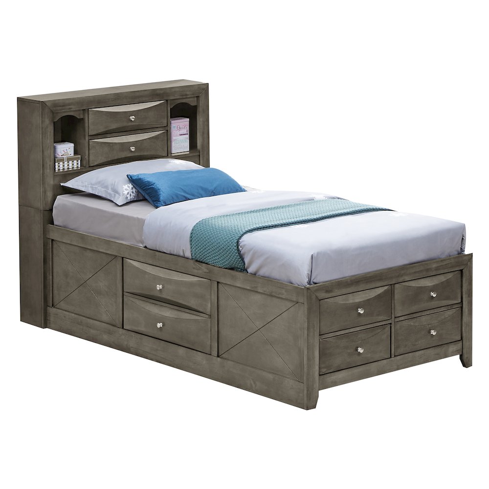 Glory Furniture Marilla Twin Storage Bed in Gray Color
