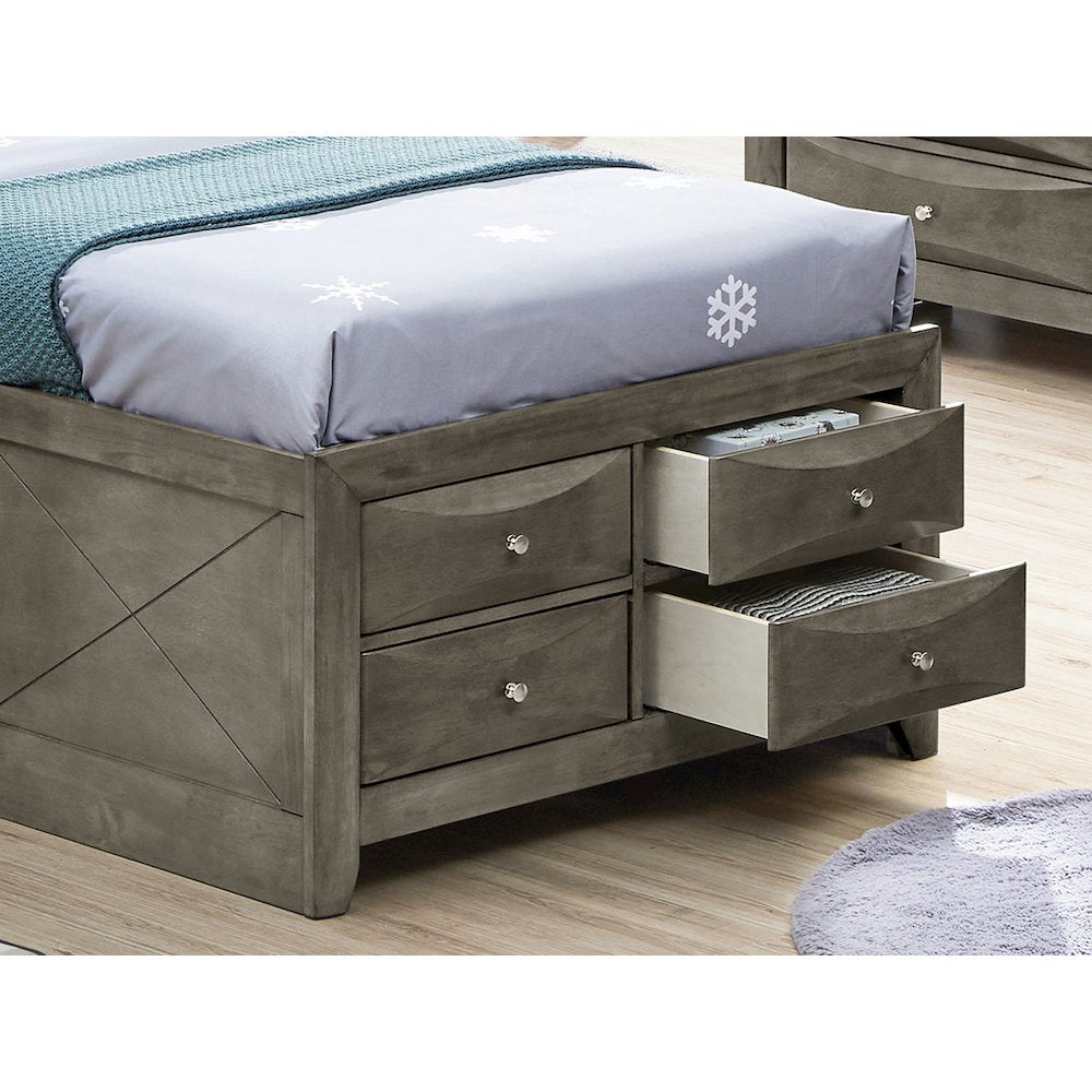 Glory Furniture Marilla Twin Storage Bed in Gray Color