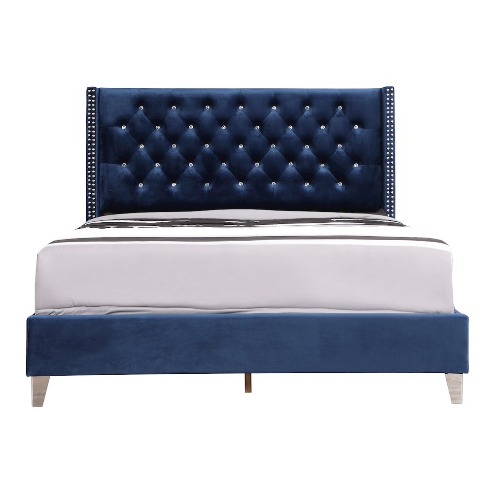 Glory Furniture Julie Queen Bed in Navy Blue Color