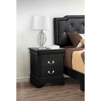 Glory Furniture LouisPhillipe Nightstand in Black Color