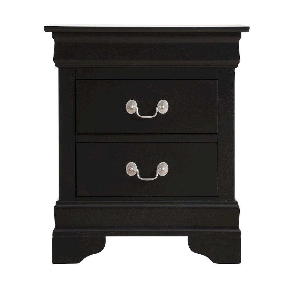 Glory Furniture LouisPhillipe Nightstand in Black Color