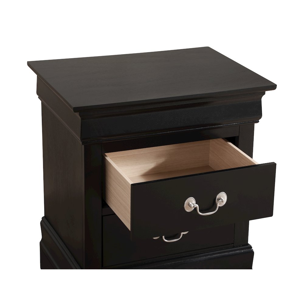 Glory Furniture LouisPhillipe Nightstand in Black Color