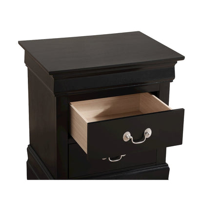 Glory Furniture LouisPhillipe Nightstand in Black Color