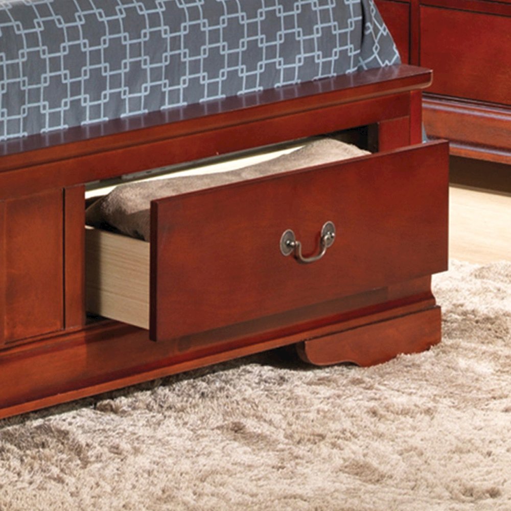 Glory Furniture Louis Phillipe Queen Storage Bed in Cherry Color