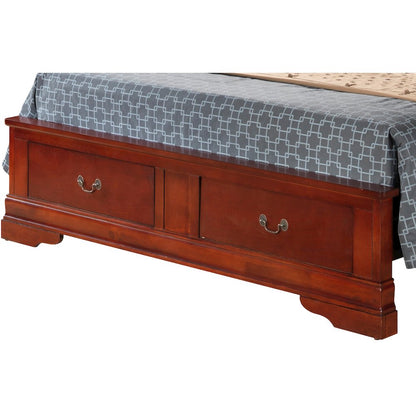 Glory Furniture Louis Phillipe Queen Storage Bed in Cherry Color