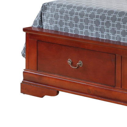 Glory Furniture Louis Phillipe Queen Storage Bed in Cherry Color