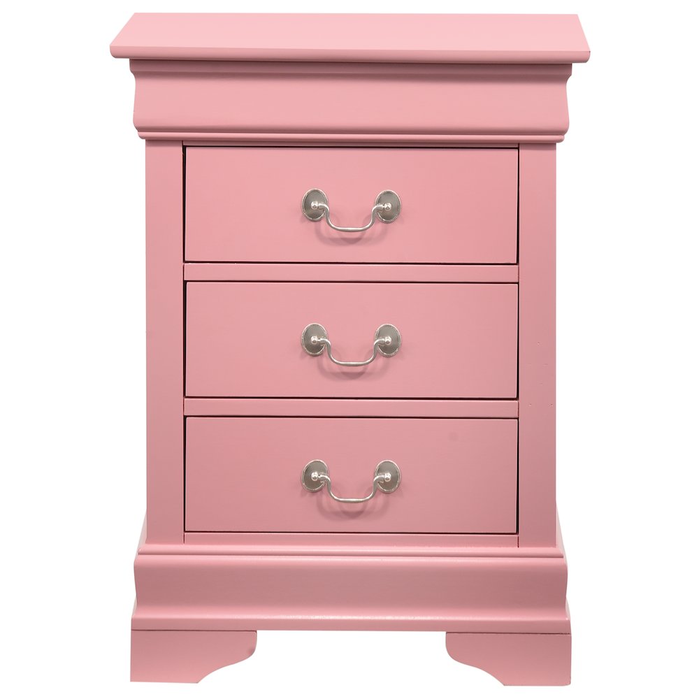 Glory Furniture Louis Phillipe Night Stand in Pink Color