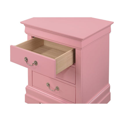 Glory Furniture Louis Phillipe Night Stand in Pink Color