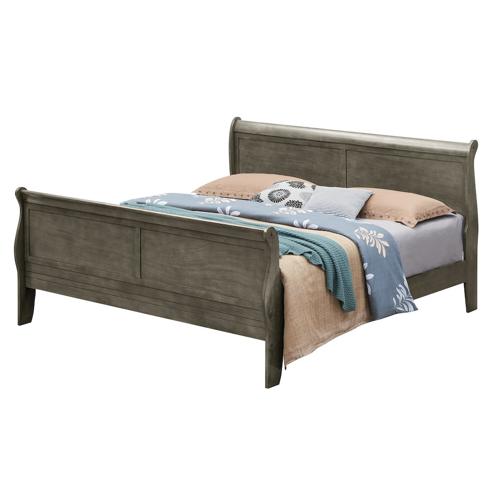 Glory Furniture Louis Phillipe Queen Bed in Gray Color