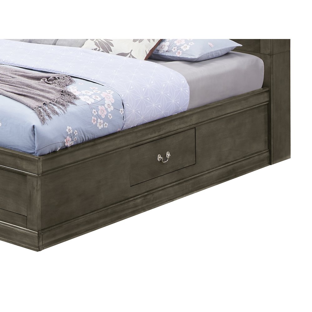 Glory Furniture Louis Phillipe Queen Storage Bed in Gray Color