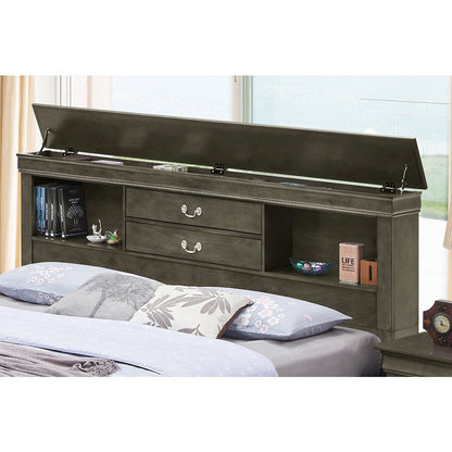 Glory Furniture Louis Phillipe Queen Storage Bed in Gray Color