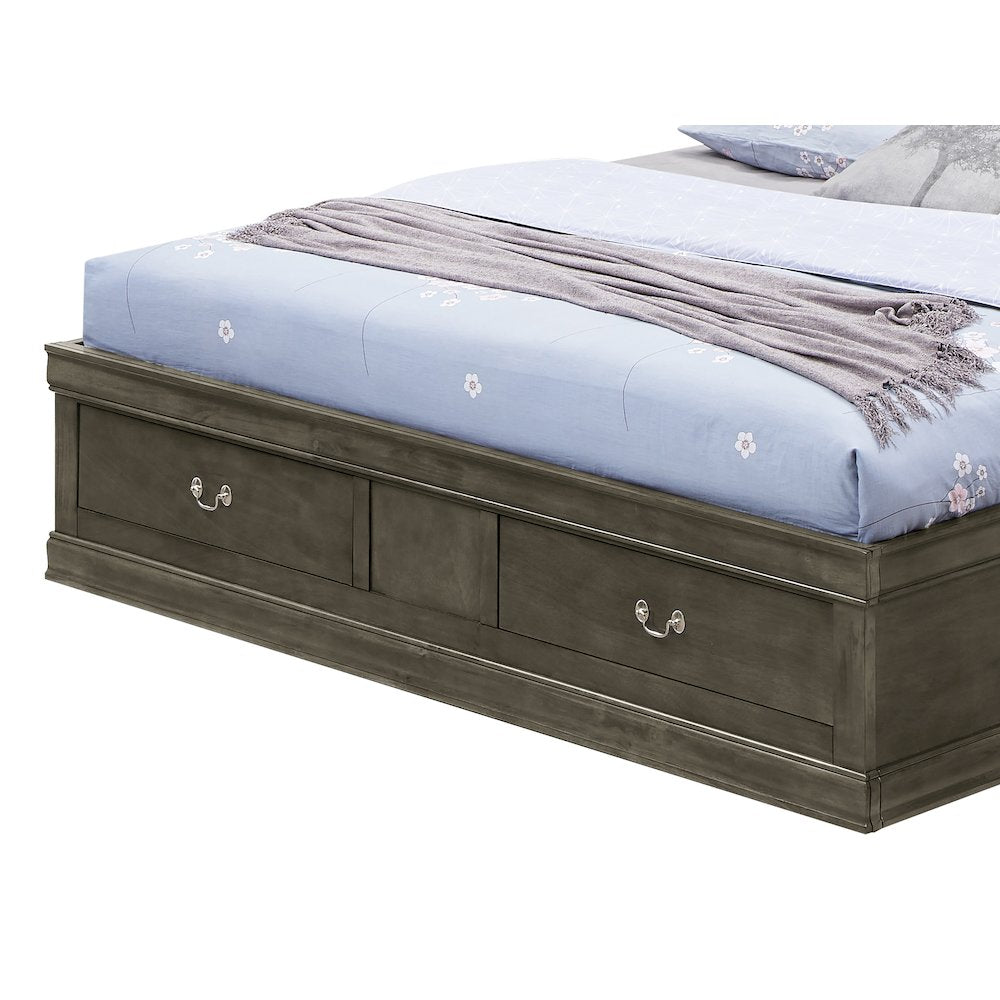Glory Furniture Louis Phillipe Queen Storage Bed in Gray Color