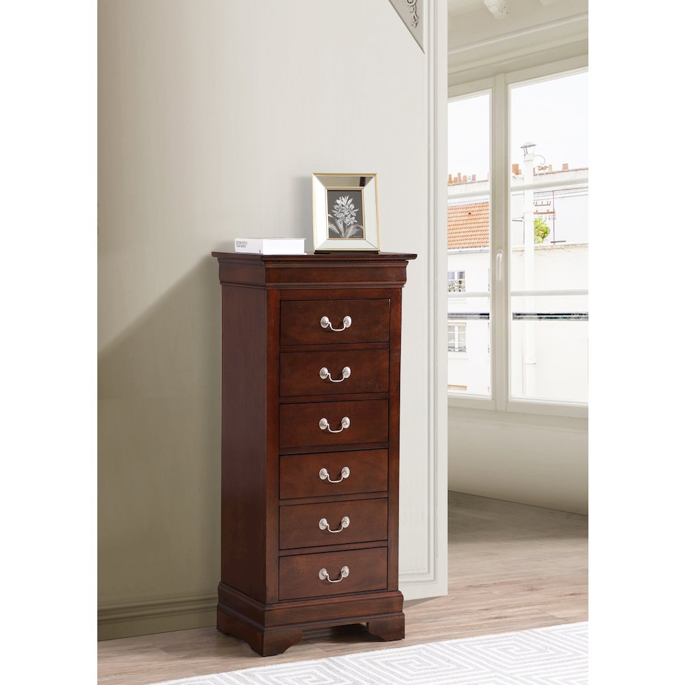 Glory Furniture Louis Phillipe Lingerie Chest in Cappuccino Color