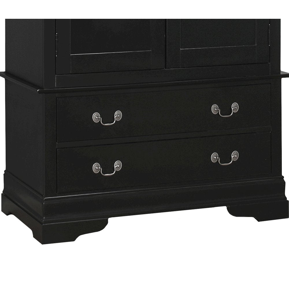 Glory Furniture Louis Phillipe Armoire in Black Color