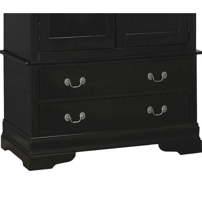 Glory Furniture Louis Phillipe Armoire in Black Color