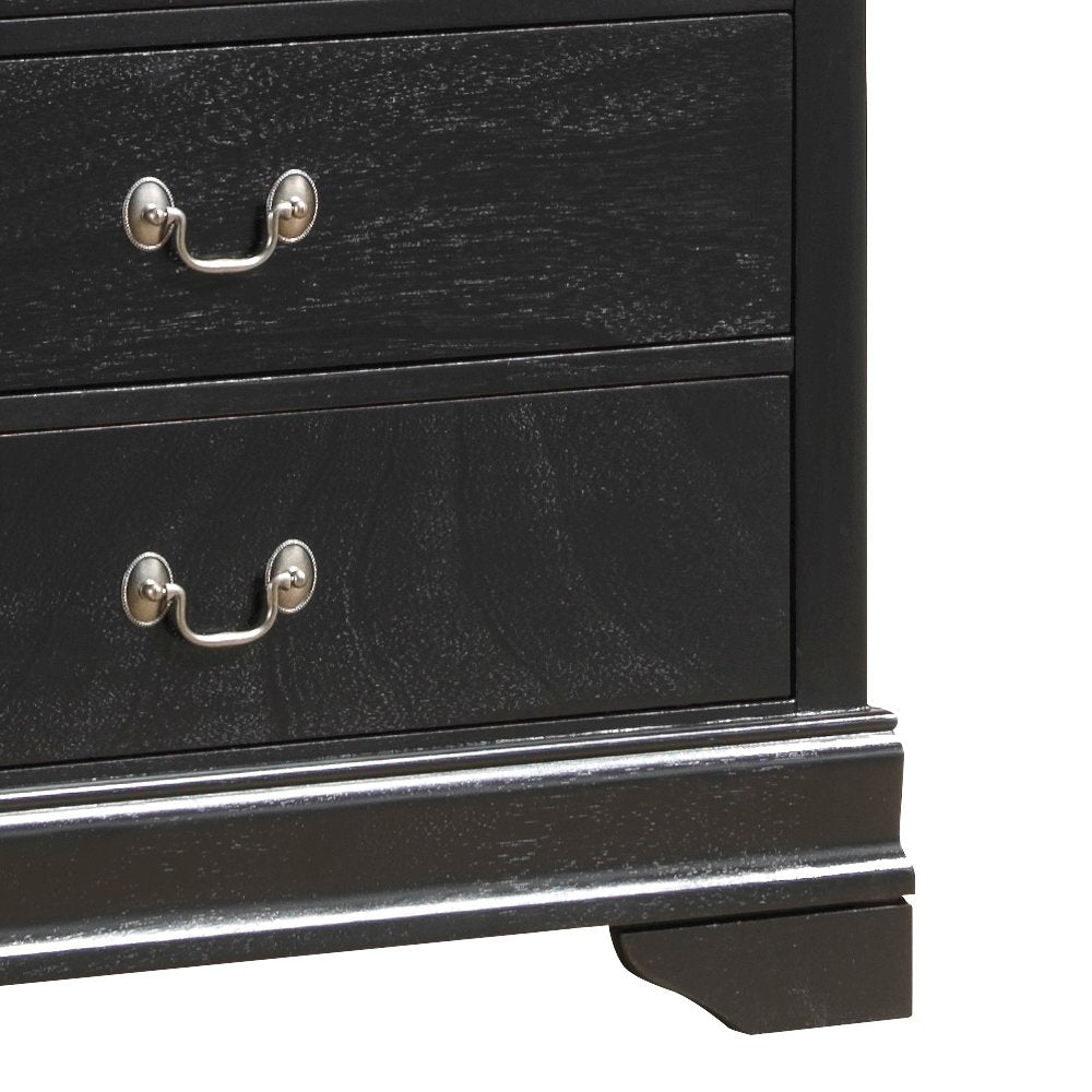 Glory Furniture Louis Phillipe Chest in Black Color