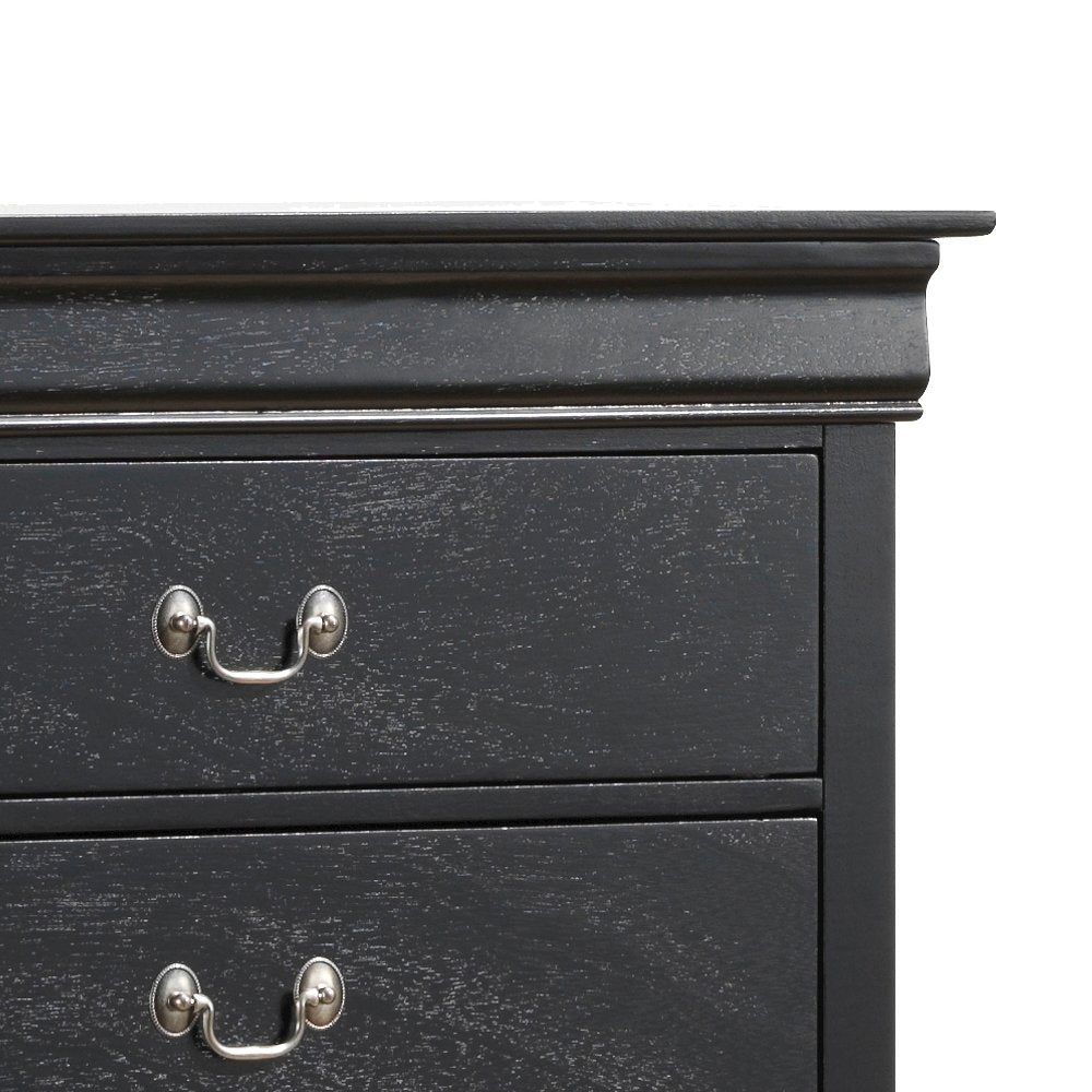 Glory Furniture Louis Phillipe Chest in Black Color