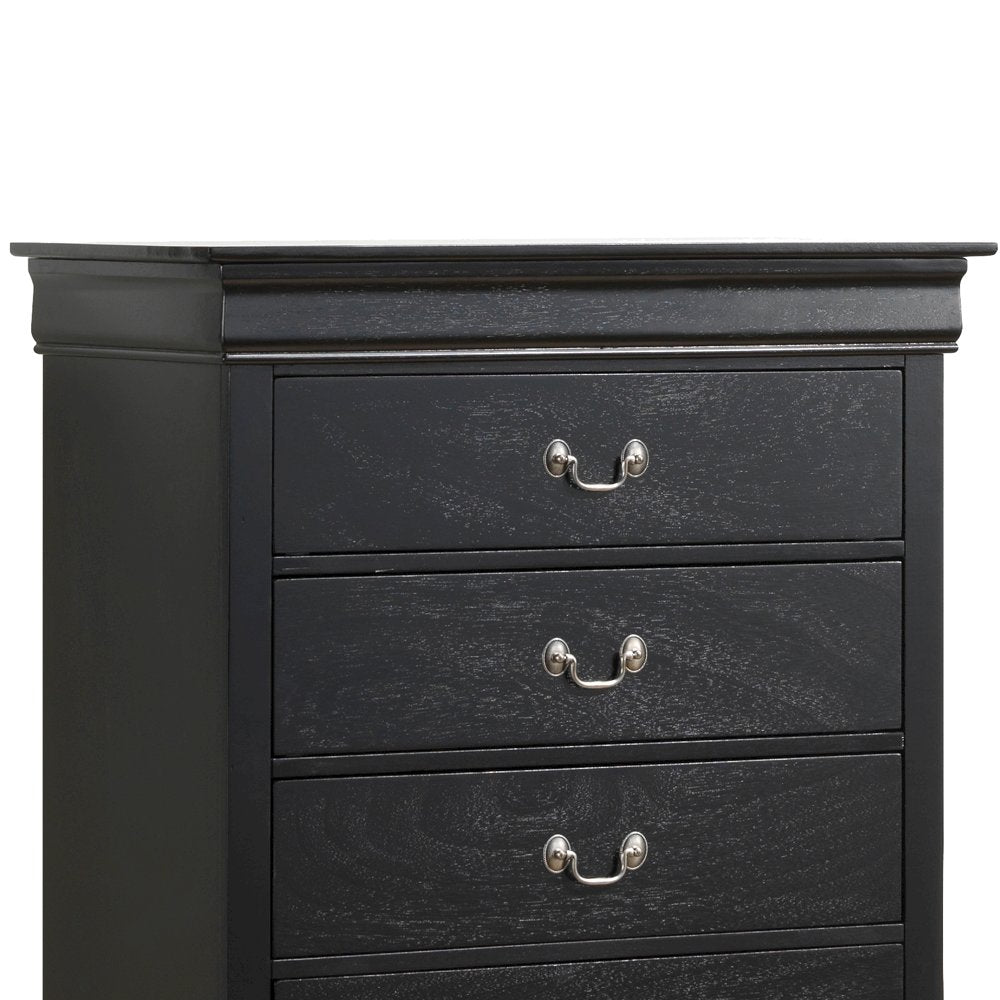 Glory Furniture Louis Phillipe Chest in Black Color