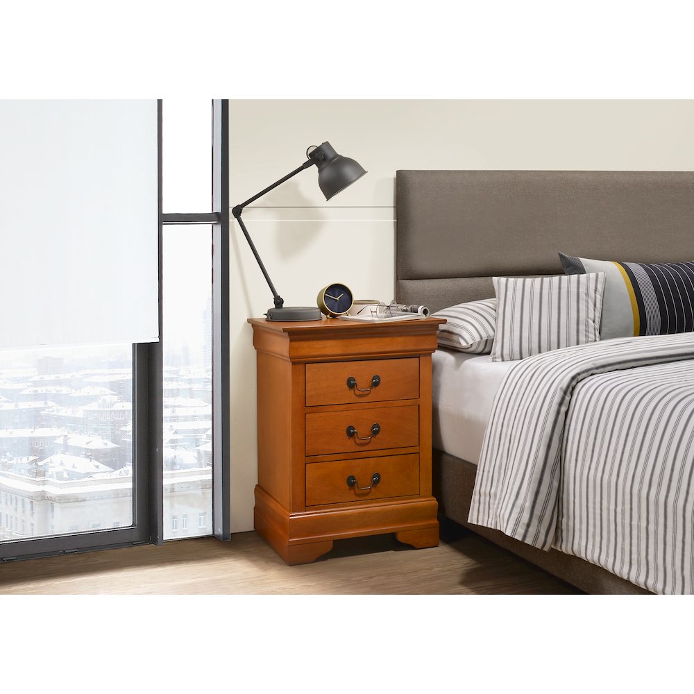 Glory Furniture Louis Phillipe Night Stand in Oak Color