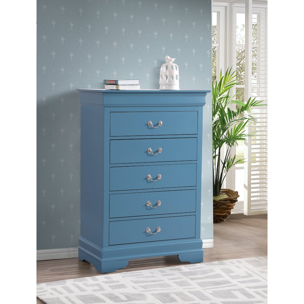 Glory Furniture Louis Phillipe Chest in Teal Color