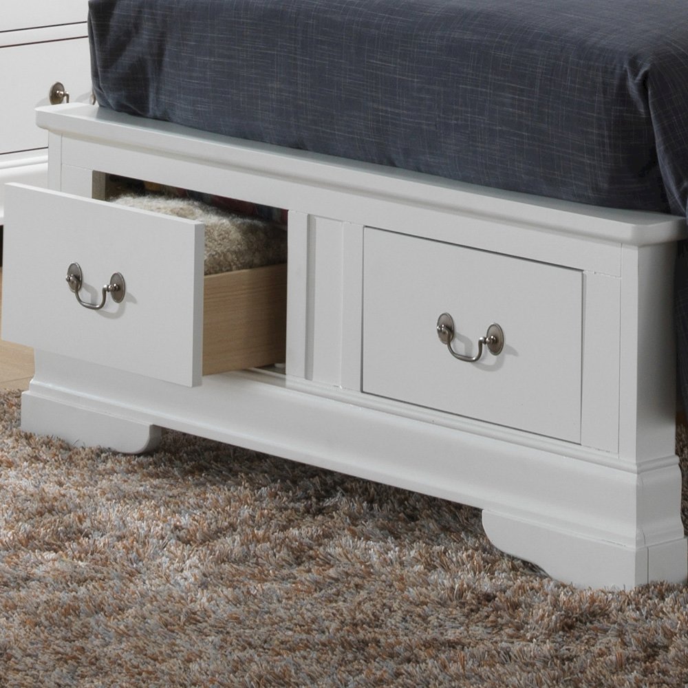 Glory Furniture Louis Phillipe Twin Storage Bed in White Color