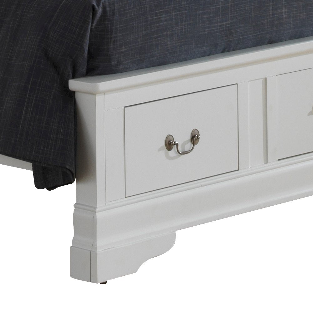 Glory Furniture Louis Phillipe Twin Storage Bed in White Color