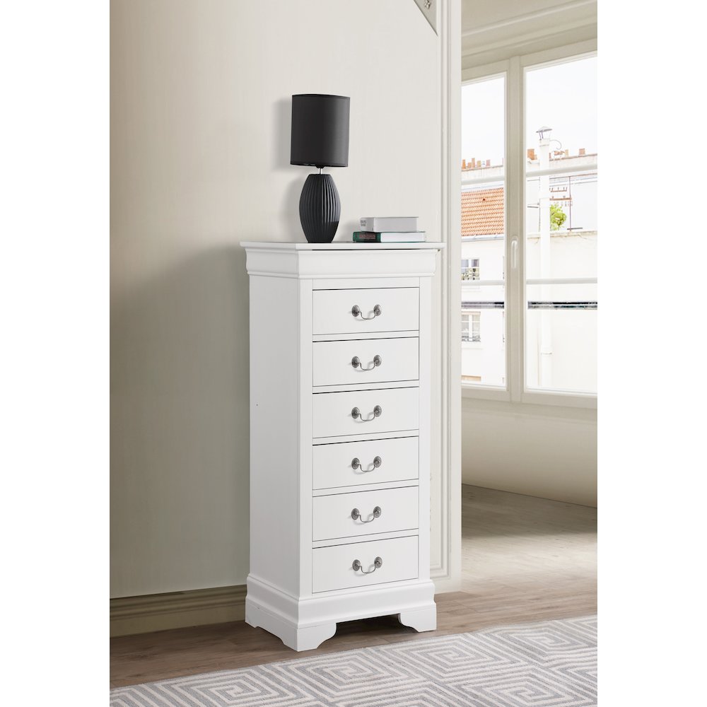 Glory Furniture Louis Phillipe Lingerie Chest in White Color