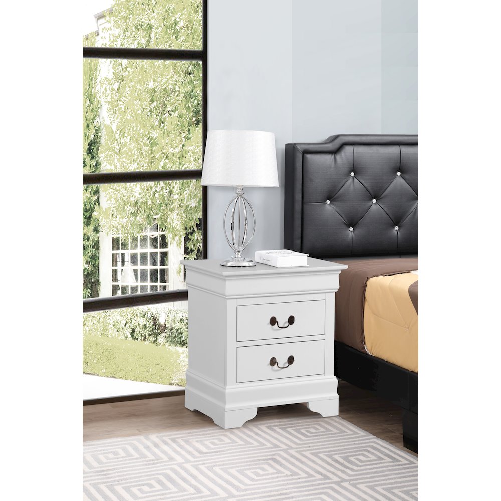 Glory Furniture Louis Phillipe Night Stand in White Color