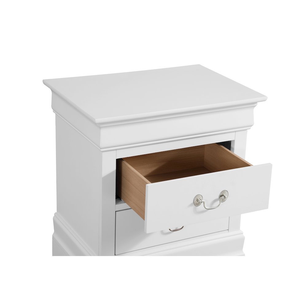 Glory Furniture Louis Phillipe Night Stand in White Color