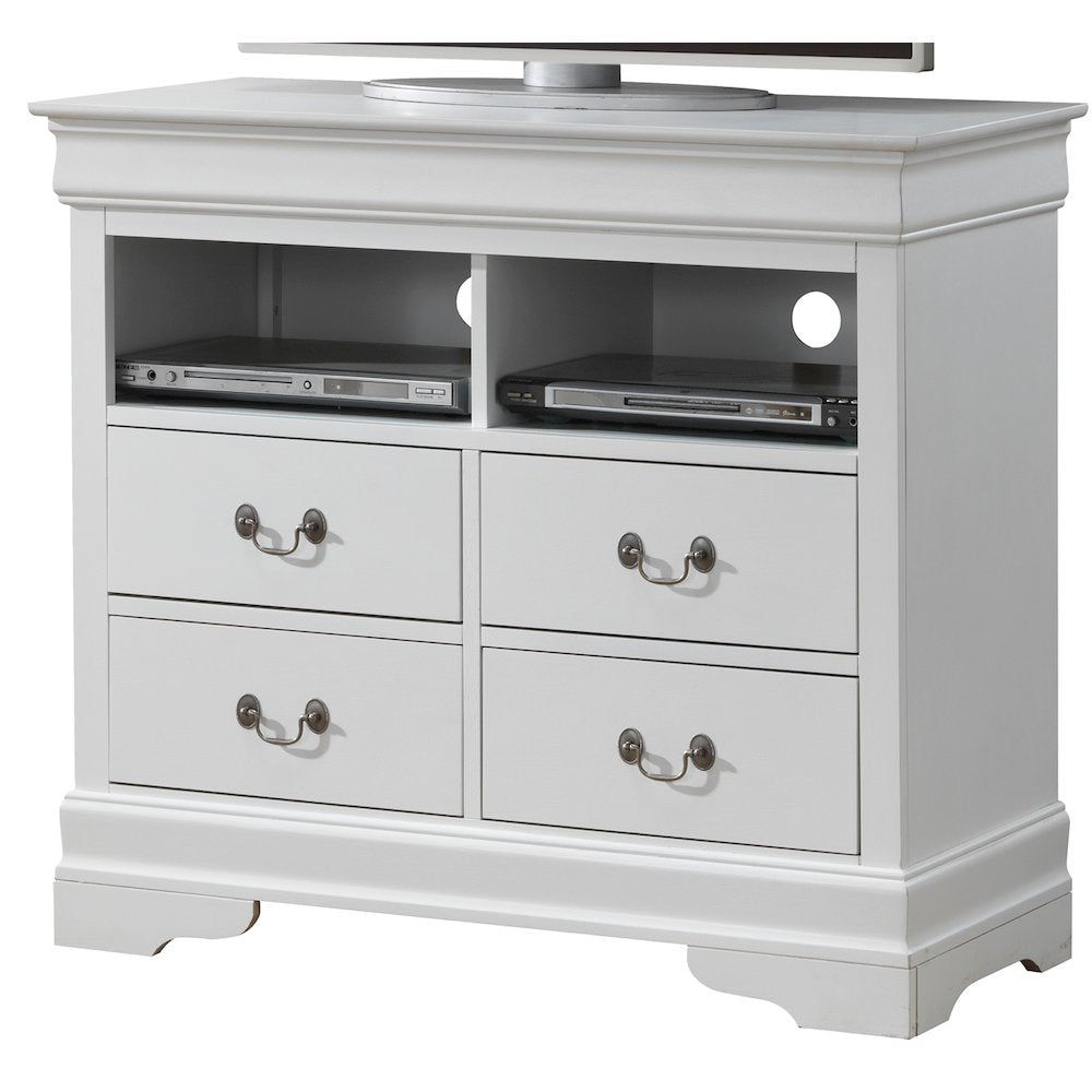 Glory Furniture Louis Phillipe Media Chest in White Color