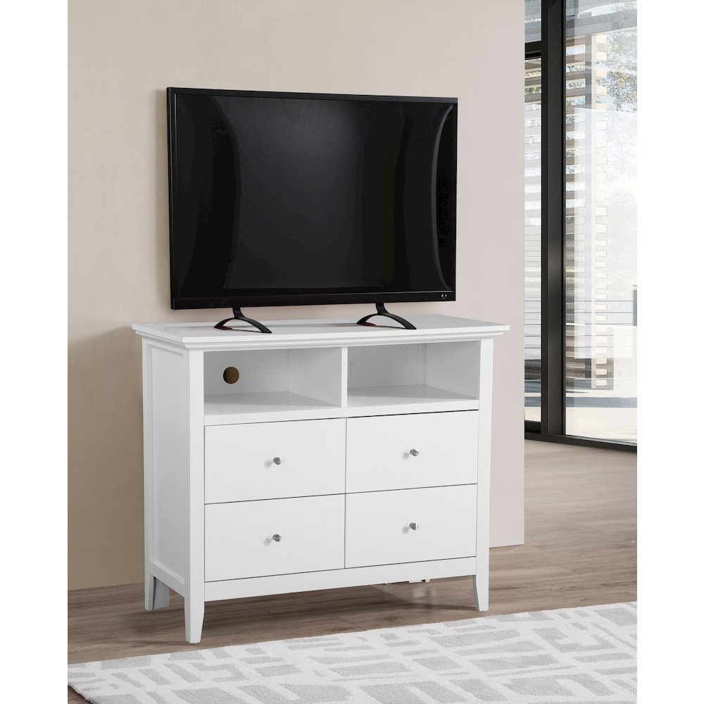 Glory Furniture Hammond Media Chest in White Color