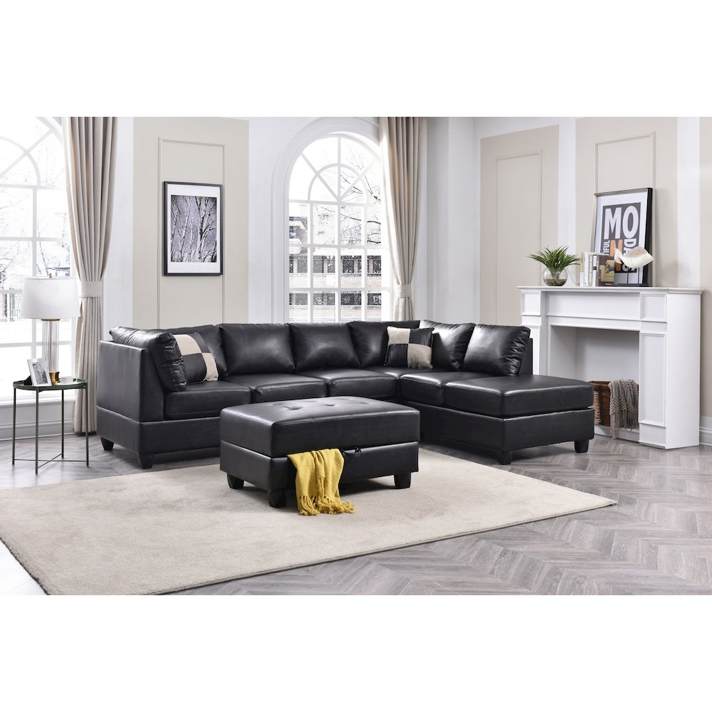 Glory Furniture Malone Sectional in Black Color