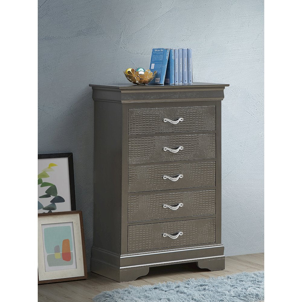 Glory Furniture Lorana Chest in Metalic Black Color