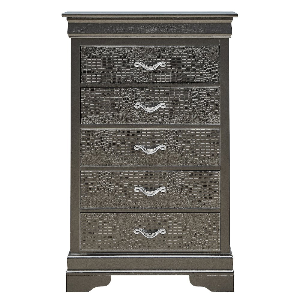 Glory Furniture Lorana Chest in Metalic Black Color